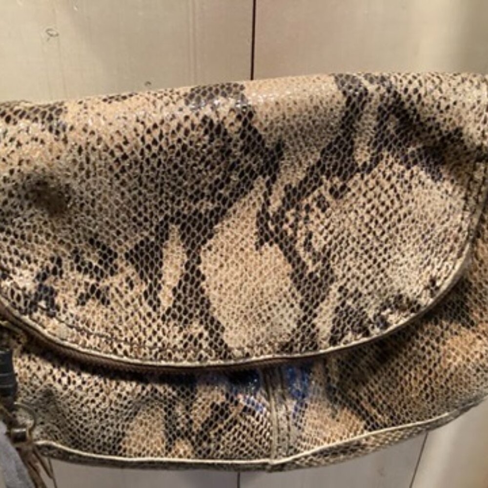 Purple alligator style Lucky Brand crossbody leather bag